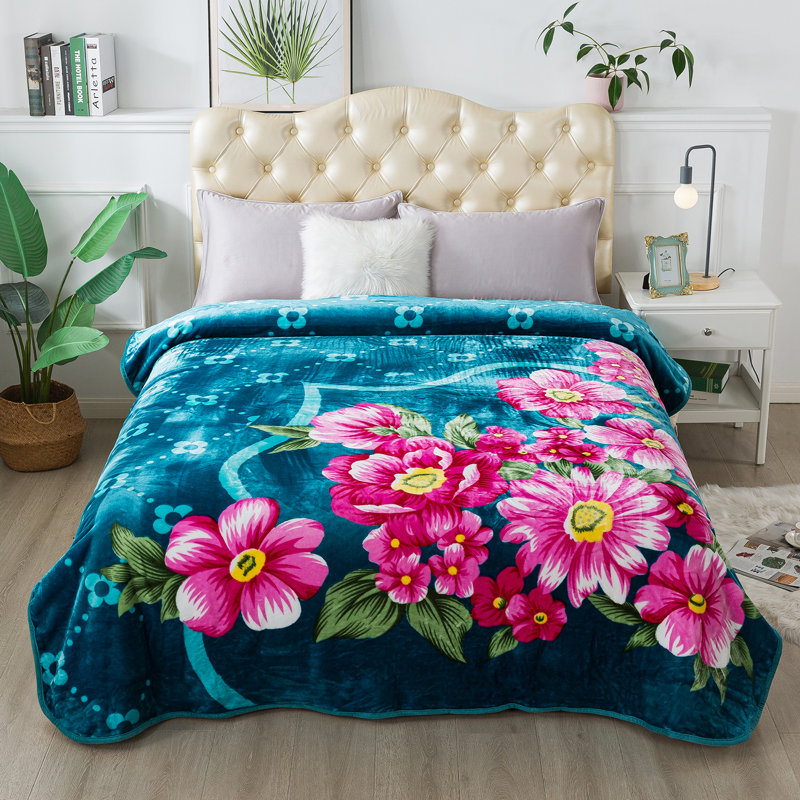 Couverture polaire à imprimé floral