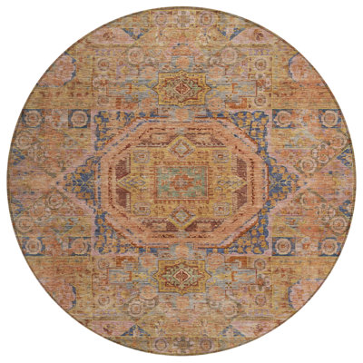 Machine Washable Indoor/Outdoor Xhevrie Paprika Rug