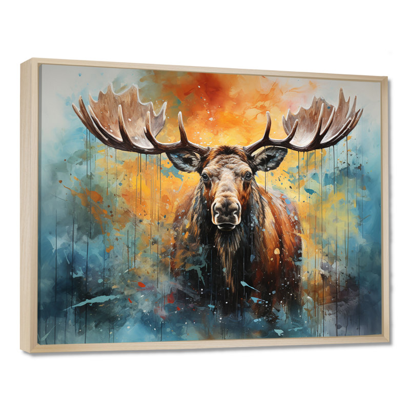 «Colorful Moose Majestic Collage II - Moose», reproduction sur toile encadrée, H 16 po x l 32 po x P 1 po
