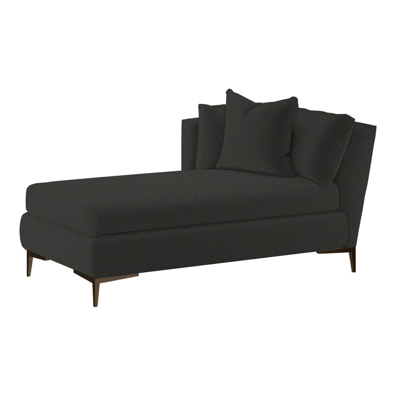Chaise longue rembourrée Aiden, Orienté à gauche (vu de face), Perigold Aspen flanelle gris anthracite, Bronze Antique