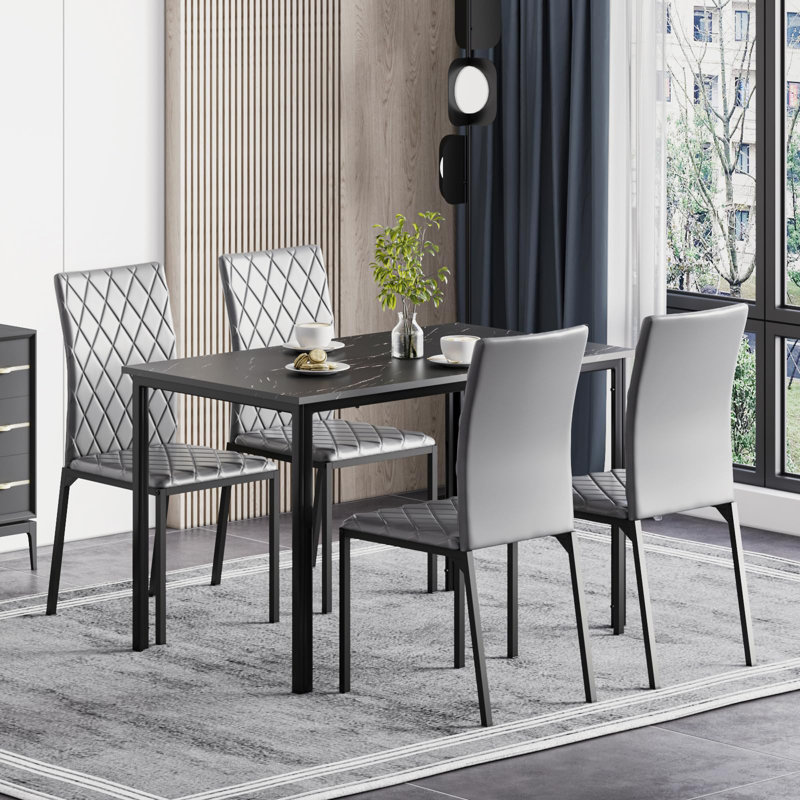 4 - Person Dining Set, Grey, Grey