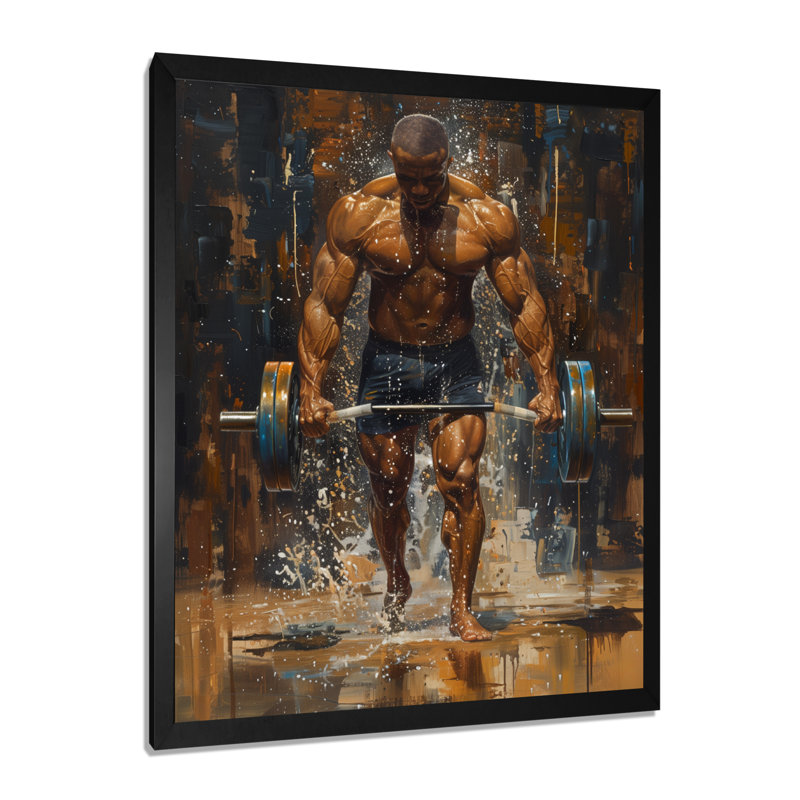 Déterminé haltérophile Hommes, Concours III - Art aérobique et musculation, Toile encadrée noire simple