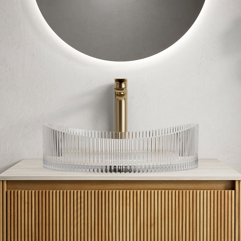 Lavabo de salle de bain en forme de cristal en verre sans robinet Yuan Beach