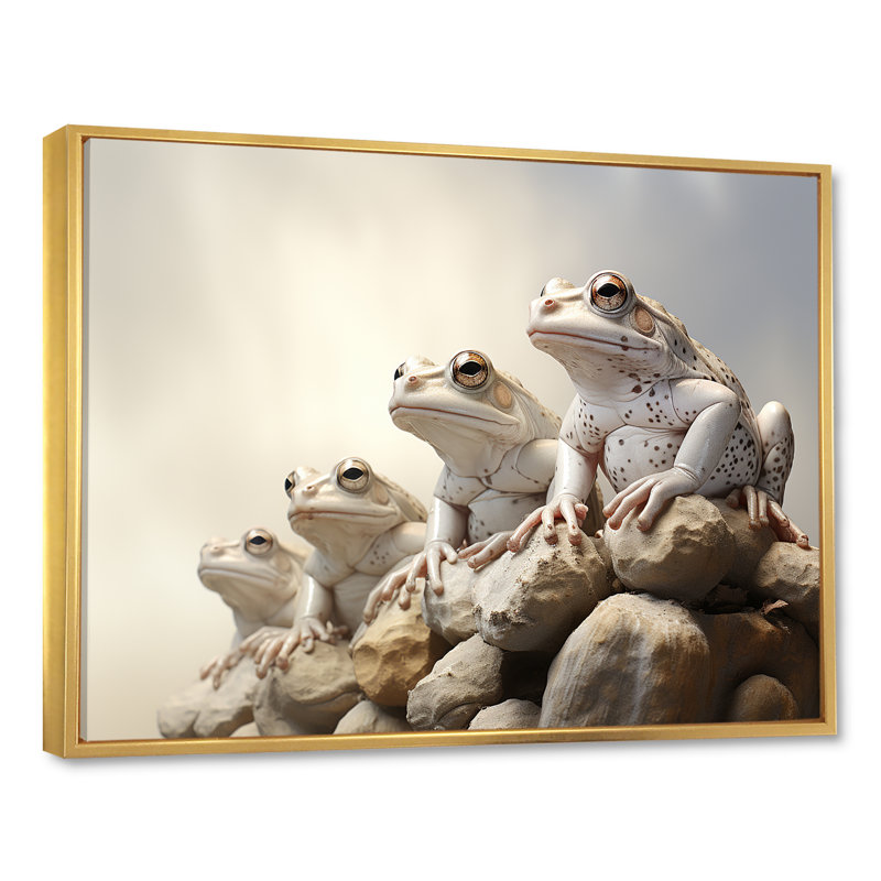 " Minimalist Frog Essence ", Gold Floater Framed, 12" H x 20" W x 1" D