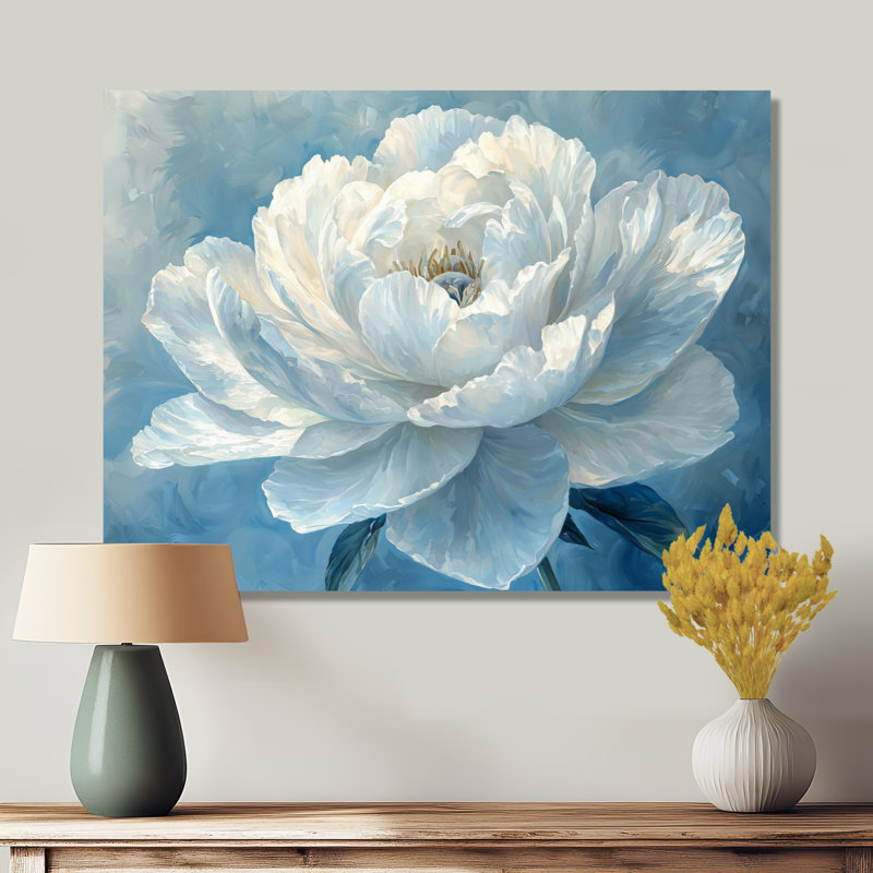 Pivoine bleue fleur de tranquillité - impression murale traditionnelle en métal, coquelicots en métal, H 30 po x l 40 po