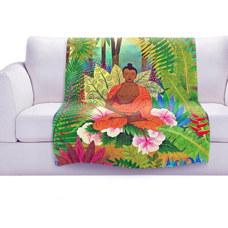 Couverture en sherpa Buddha In The Jungle, l 51 po x L 60 po