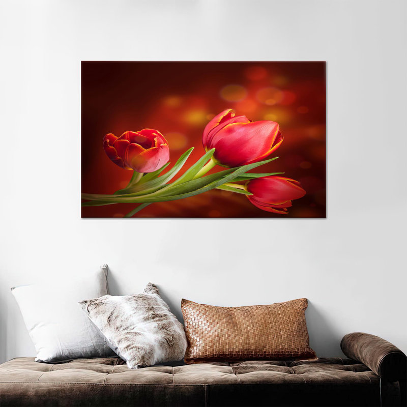 Large Botanical 3D Canvas Wall Art Featuring Tulip Print Perfect for Personalized Teacher Gift and Tulip Lover Home Wall Decor