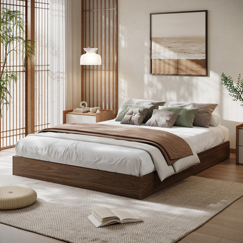 Slat Bed, Tan, Queen