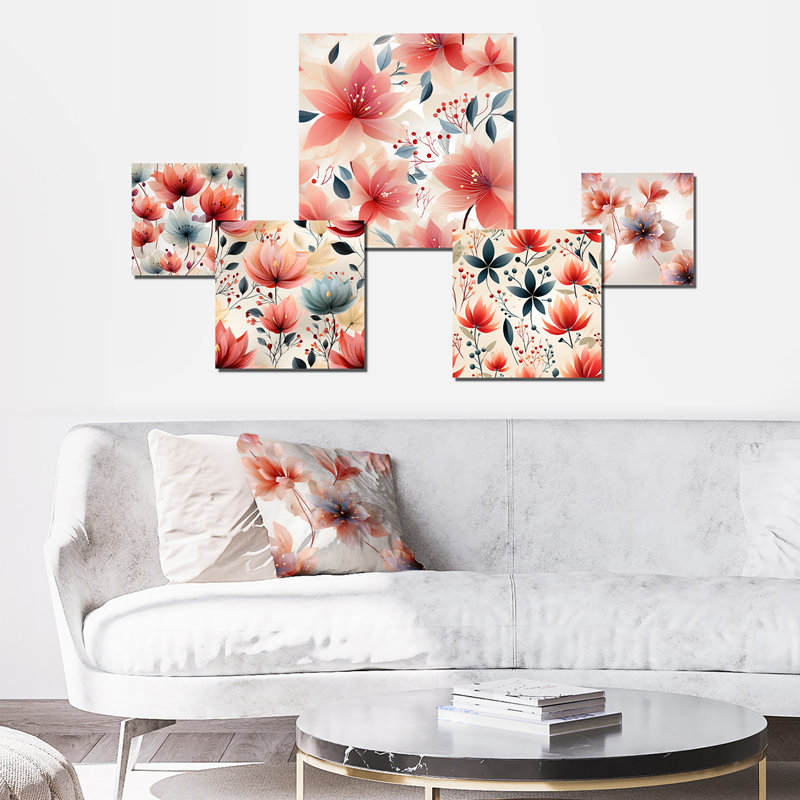 Gaspard - ensemble d'art mural floral de 5