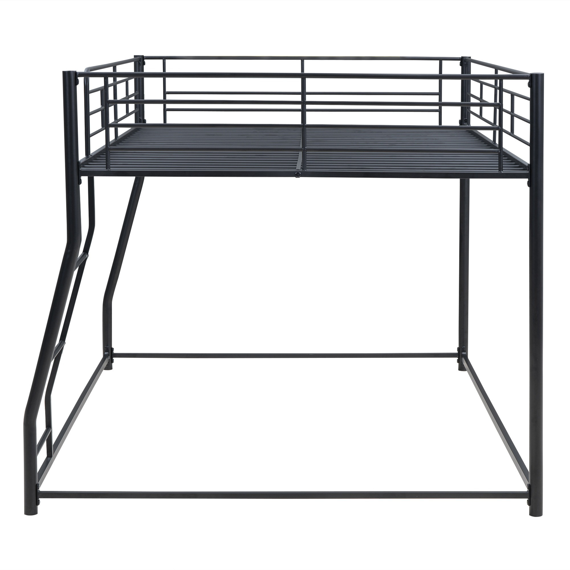 Ivy Bronx Black Metal Bunk Bed Full XL over Queen, Space-Saving Floor ...