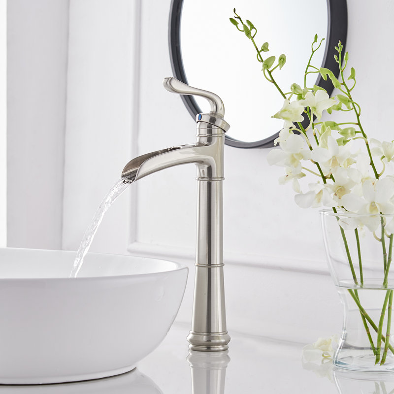 Brushed Nickel Single Handle High Arc Bathroom Faucet