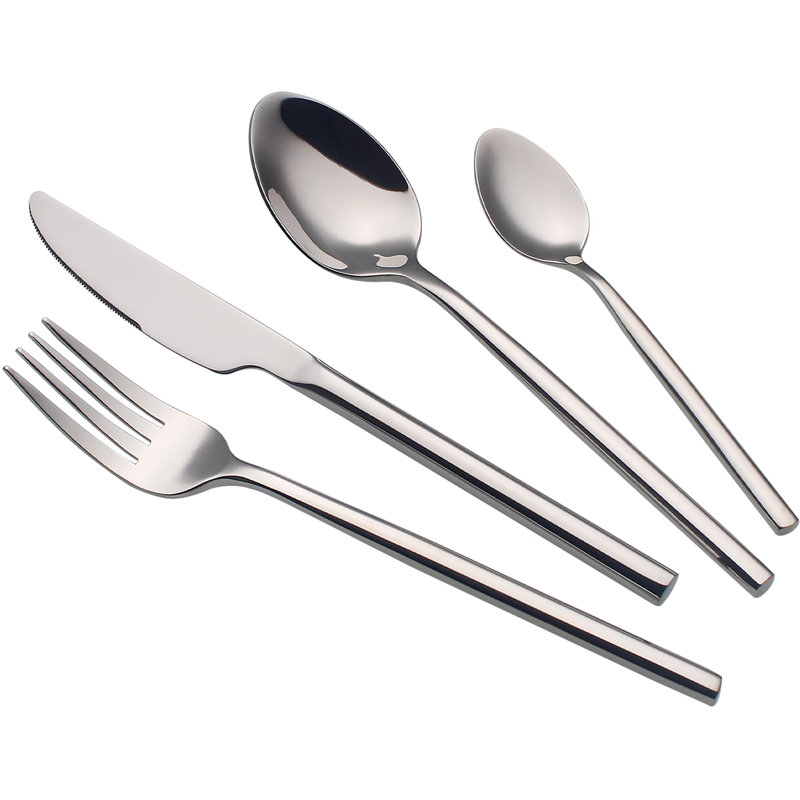 24 Piece Silverware Set For 6 Heavy Duty 18/10 Stainless Steel Flatware Set Modern Design Knife/Fork/Spoon Mirror Polished Dishwasher Safe Cutlery Set With Gifts