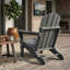 Chaise pliante en PEHD Adirondack avec porte-gobelets double pour terrasse extérieure, pelouse, gris