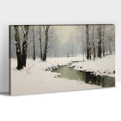 Paysage d'hiver, art mural, photos d'arbre d'hiver, scène de neige en hiver, art mural sur toile pour le salon, art de la forêt d'hiver pour la décoration sur toile tendue sur cadre, 20 po x 30 po