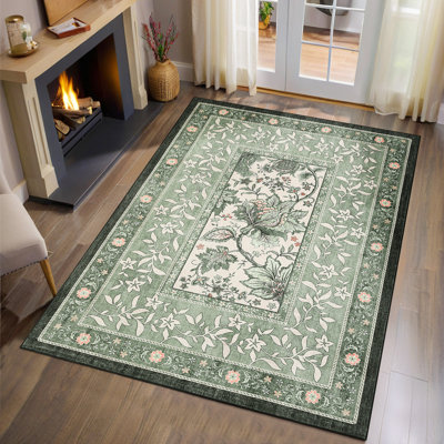 Floral Machine Printed Area Rug