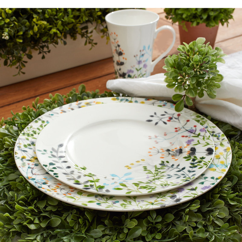 Tivoli Garden 16-Piece Lightweight Chip-Resistant Bone China Dinnerware Set, Service for 4
