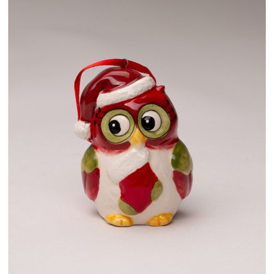 Christmas Owl Ornament 2 3/4"H