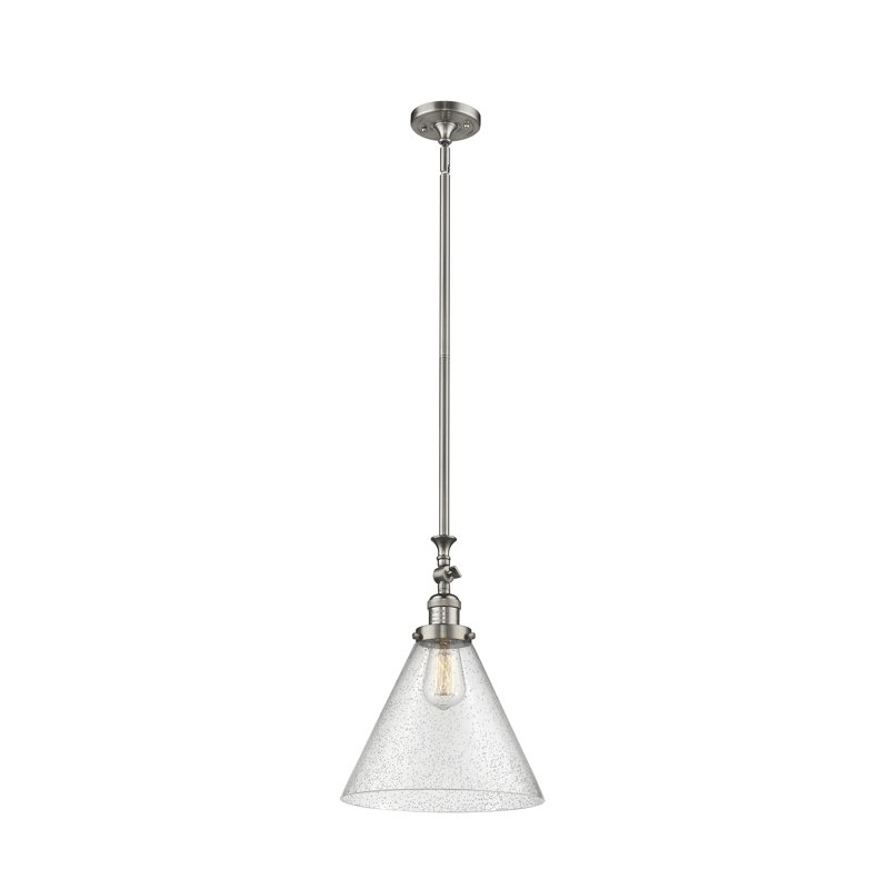 1 - Light Single Pendant, Brushed Satin Nickel, Clear, No Bulb Included