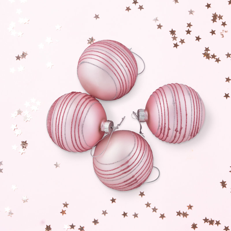 3'' Striped Glass Ball Ornament