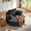 Sièges de salon et de bureau à domicile: Fauteuil demi-tonneau pivotant à 360 ° en chenille de ton noir, fauteuil d'appoint rond moderne pour une détente quotidienne-1522022481