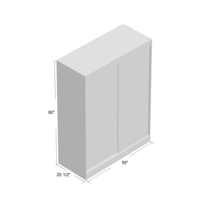 Armoire blanche avec miroir Aria, Blanc, H 80 po x l 59 po x P 25,5 po