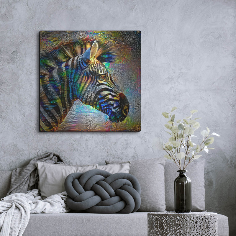  «Zebra» par Pierre Gavidia, art mural en métal, 36 po x 36 po, H 36 po x l 36 po