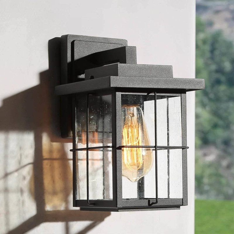 Lanterne murale d'extérieur en verre teinté H 11 po Abira