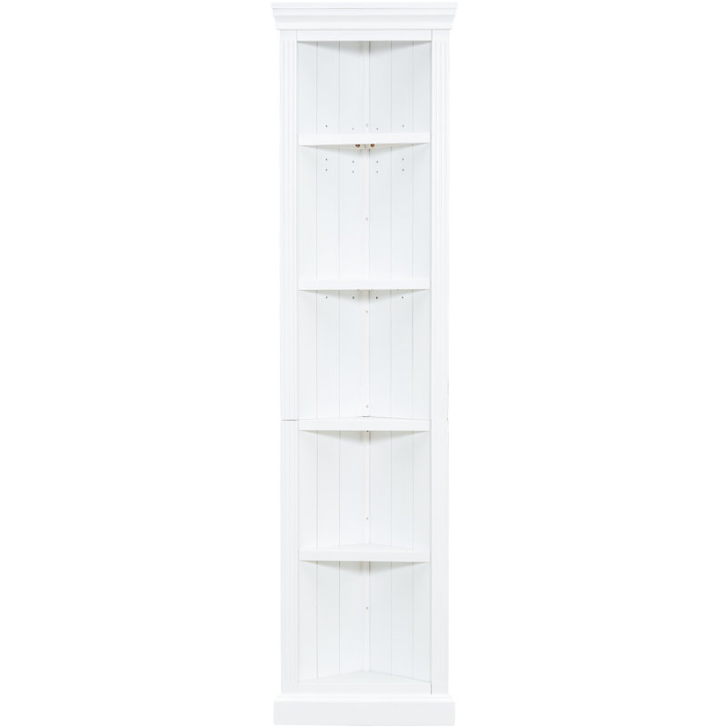 5 Tier Corner Bookcase With Led , 83.4" Tall White For Home Office, Living Room, Gaming Room Cool