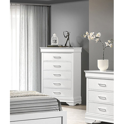 Commode 1 pièce pour meubles de chambre à coucher avec poignées spacieuses 5 tiroirs