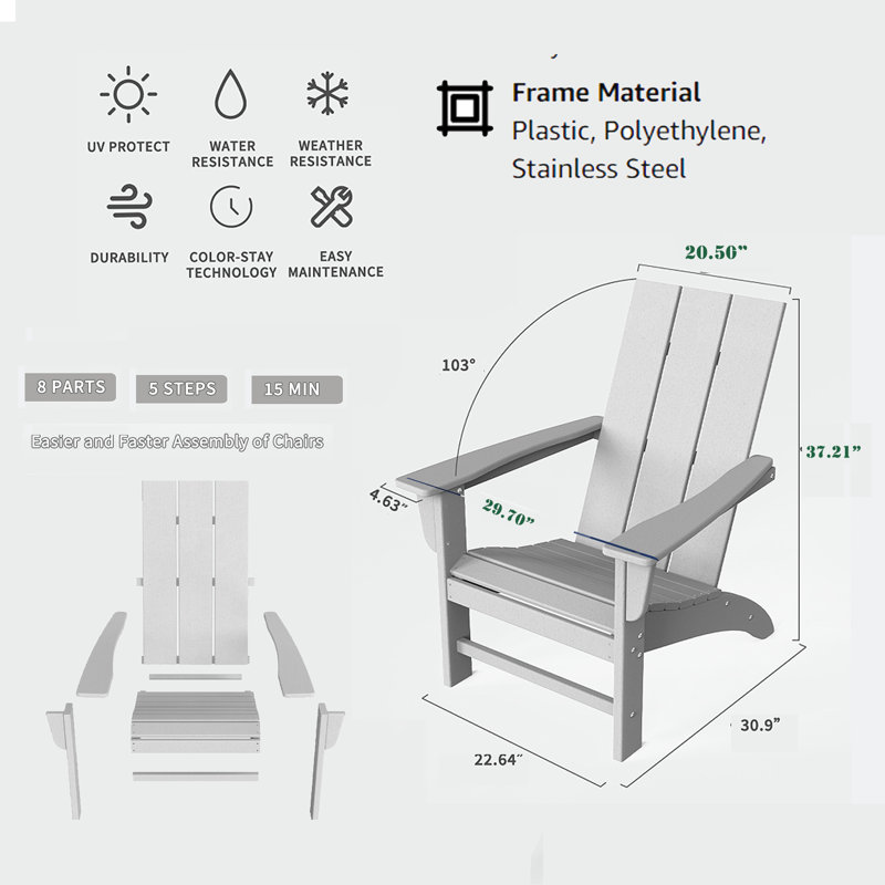 Barbour Outdoor Adirondack Chair, White