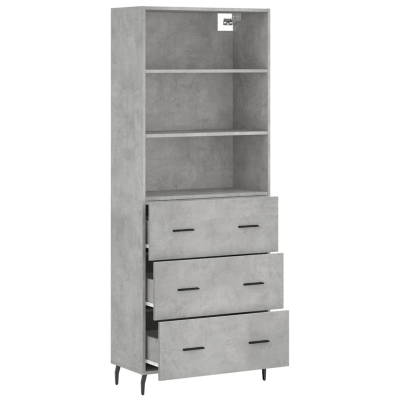 Myakka 69.5cm Wide 3 Drawer Highboard, Concrete Grey