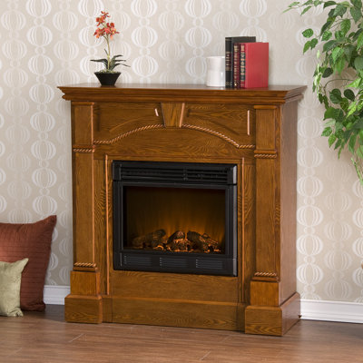 44.5'' W Oak Electric Fireplace & Mantel Package