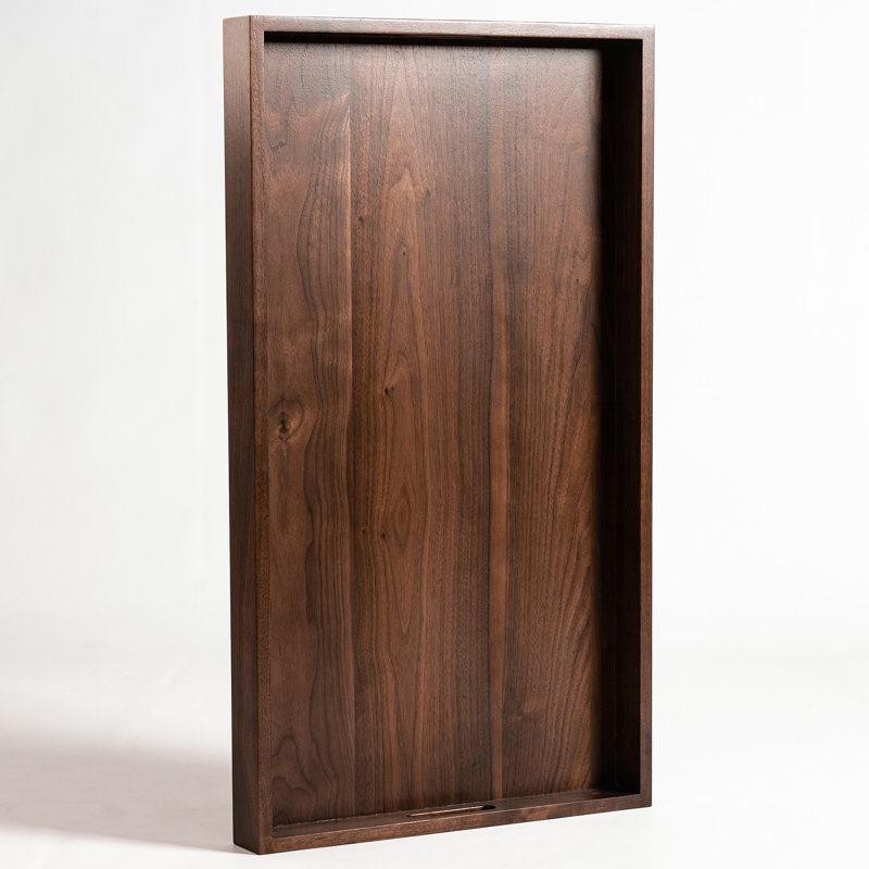 Glaude Rectangle Solid Wood Serving Tray with Cutout Handles, 2.4" H x 32" W x 18" D