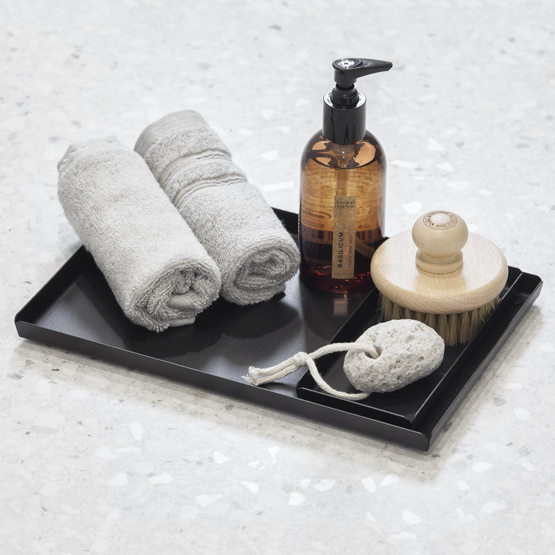 LARS Bathroom Tray, Black, 2 cm H x 30 cm W x 20 cm D