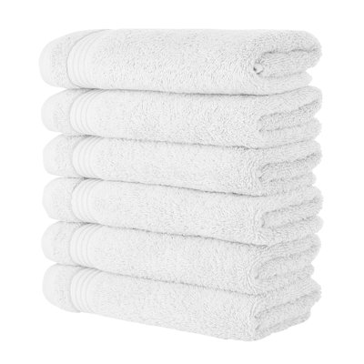 Essuie-mains Shannan en coton turc - très absorbant, séchage rapide, utilisation quotidienne, ensemble de 6, 16 po x 27 po