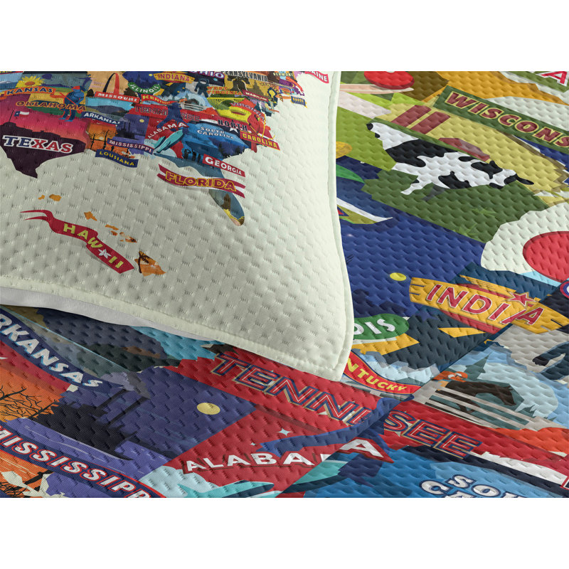 Eclectic Coverlet, King Bedspread + 2 Shams