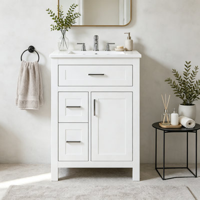 24 Inch Bathroom Vanity with Ceramic Sink