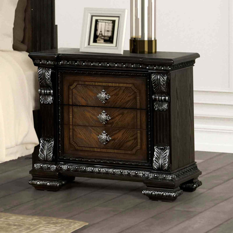 Ornate Moulding Table de chevet 1Pc USB