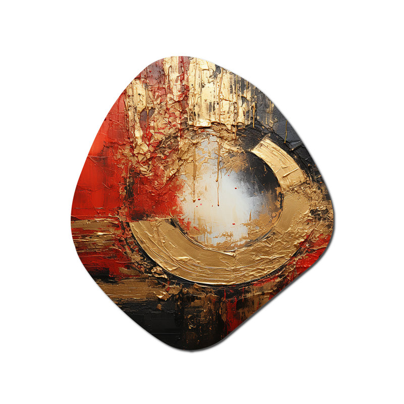 «Elkins - Abstract Spirals», art mural asymétrique en métal, forme irrégulière dorée, H 28 po x l 25 po