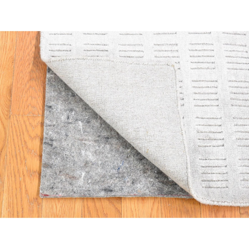 2'x3'1" Dove Grey Modern Design Hand Loomed Pure Wool Mat Oriental Rug E38C8847117A4910A5D748B39309D40C
