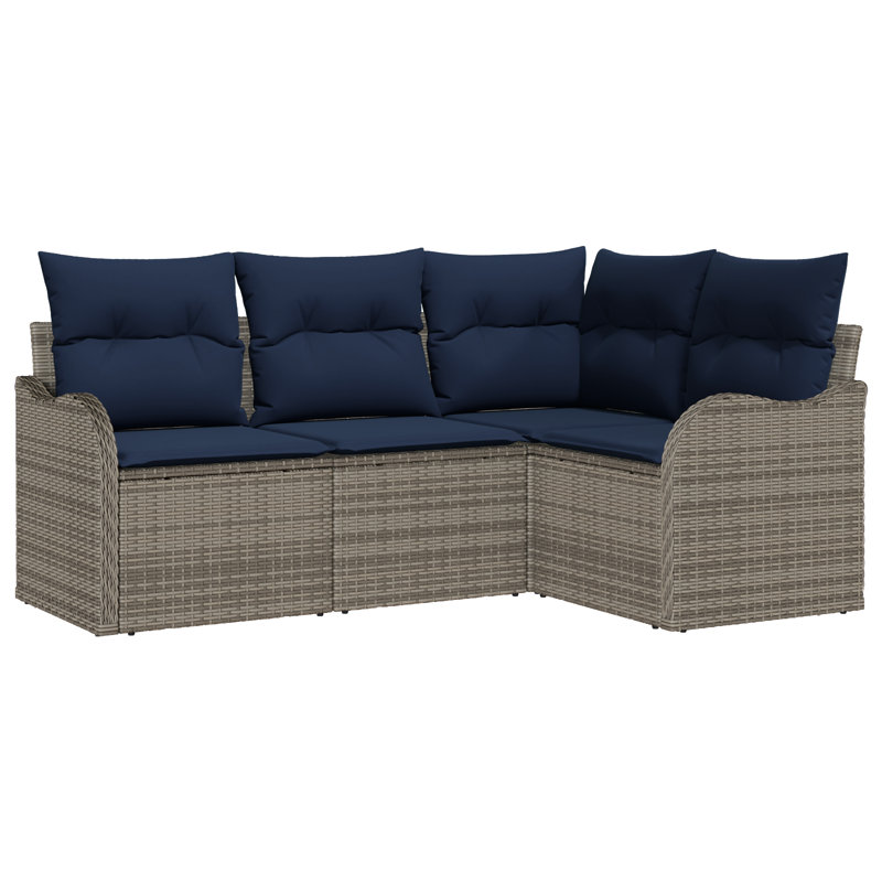 Ensemble de canapé de jardin vidaXL, Structure grise / coussin bleu marine