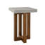 Table de bout moderne avec plateau en faux béton et base en noyer