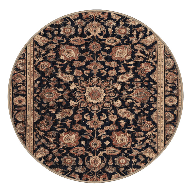 Tapis brun lavable à la machine, Rond 6 pi