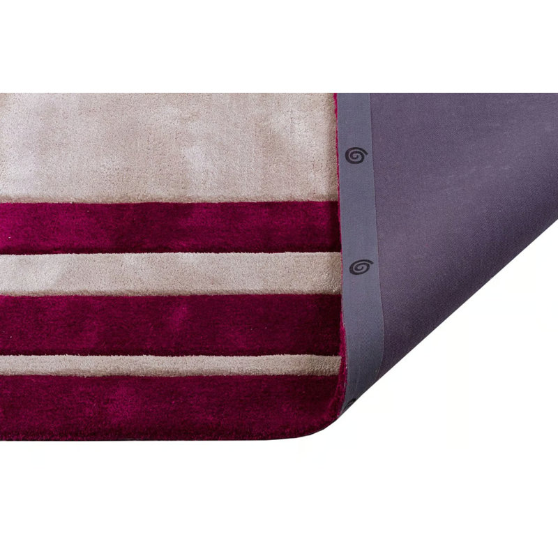 Tapis spécial touffeté beige fuchsia à rayures rayées tissées à la machine, Rectangle 2 pi 11 po x 4 pi 11 po