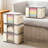 6 Piece Folding Fabric Organizer, 90L with Clear Window and Dual Handles for Clothing, Bedding and Toys, Beige-670285790