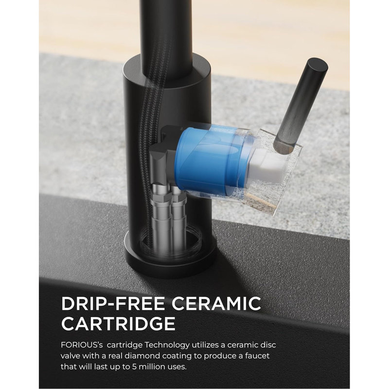 Stainless Steel Pull-Down Kitchen Faucet – High Arc, 3 Modes, with Soap Dispenser, Matte Black