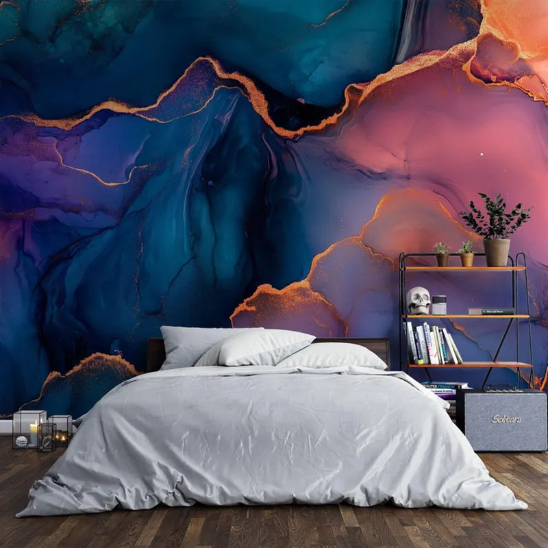 Papier peint abstrait Midnight Aurora Luxury, L 108 po x l 96 po