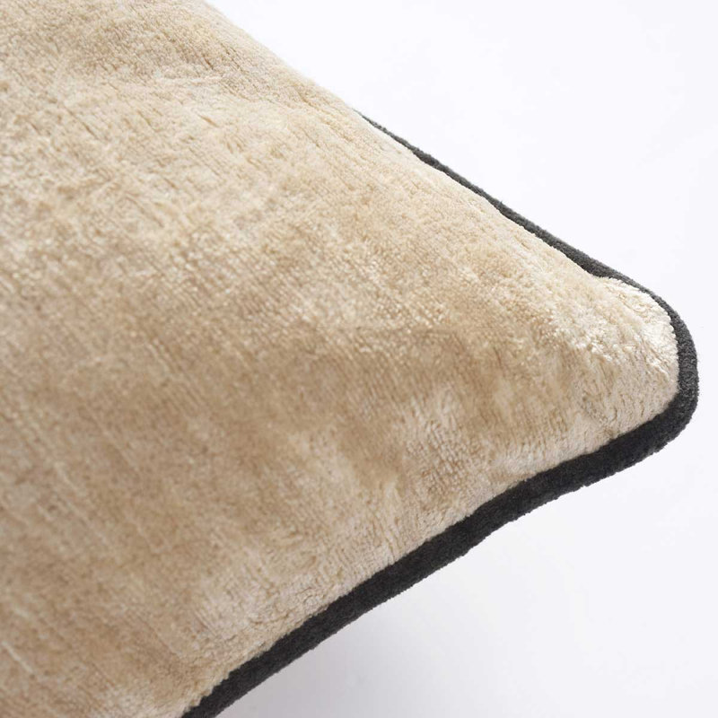 Boromee Velvet Pillow Cover & Insert, Ivory, Square 18"