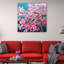 Fleurs de cerisier rouges - peinture sur toile tendue-389075861