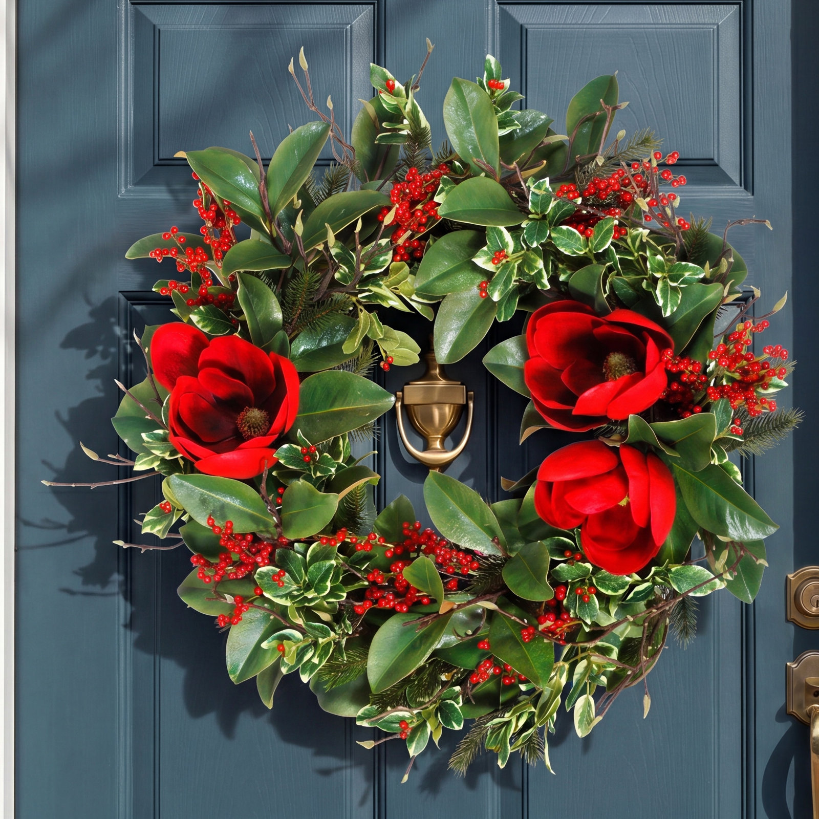 32'' Faux Magnolia Polyester Wreath
